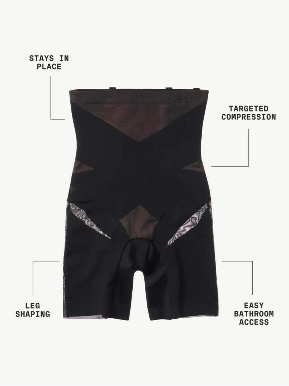 Honeylove Black High-Waist Shaping Bodysuit with Mesh Insets - Picture 2 of 13